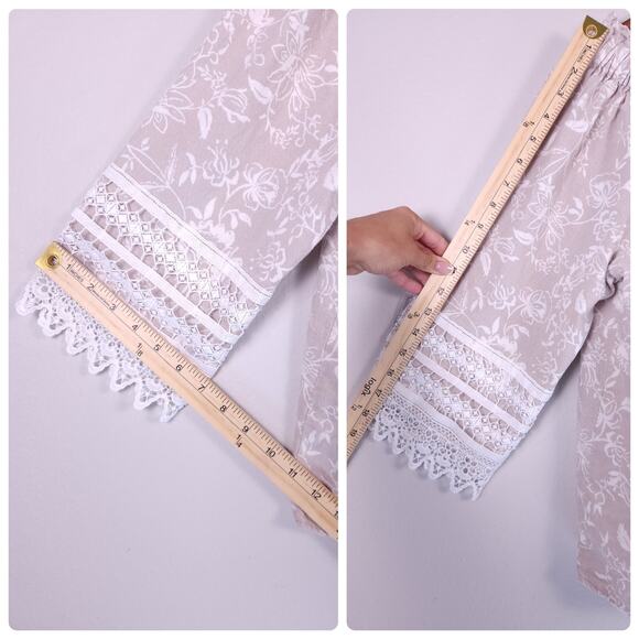 ELLA RAFAELLA Size M Off The Shoulder And Floral Linen Blend Top - Picture 7 of 8